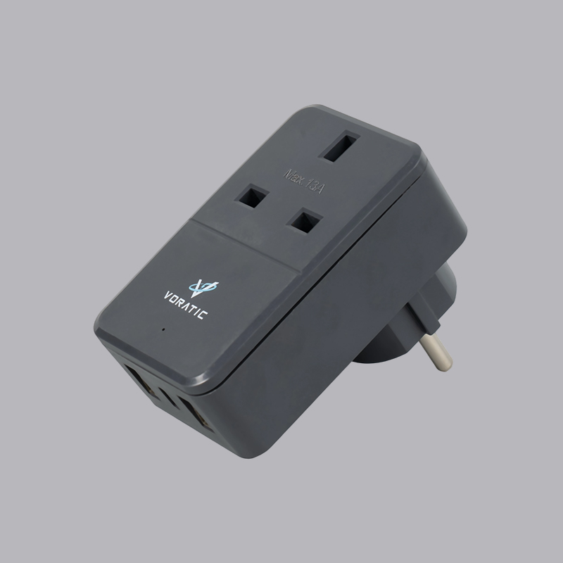 VT-925-DE 영국-독일, 소켓 1개, USB 포트 2개, TypeC 포트 어댑터 1개