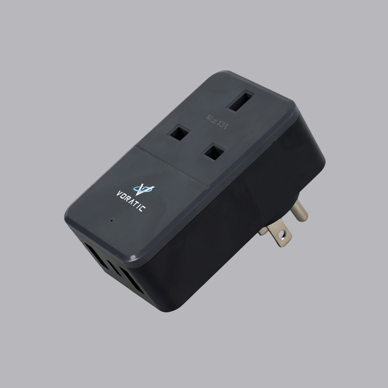 VT-926-US 영국에서 미국으로, 소켓 1개, USB 포트 2개, TypeC 포트 어댑터 1개